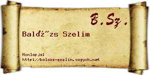 Balázs Szelim névjegykártya